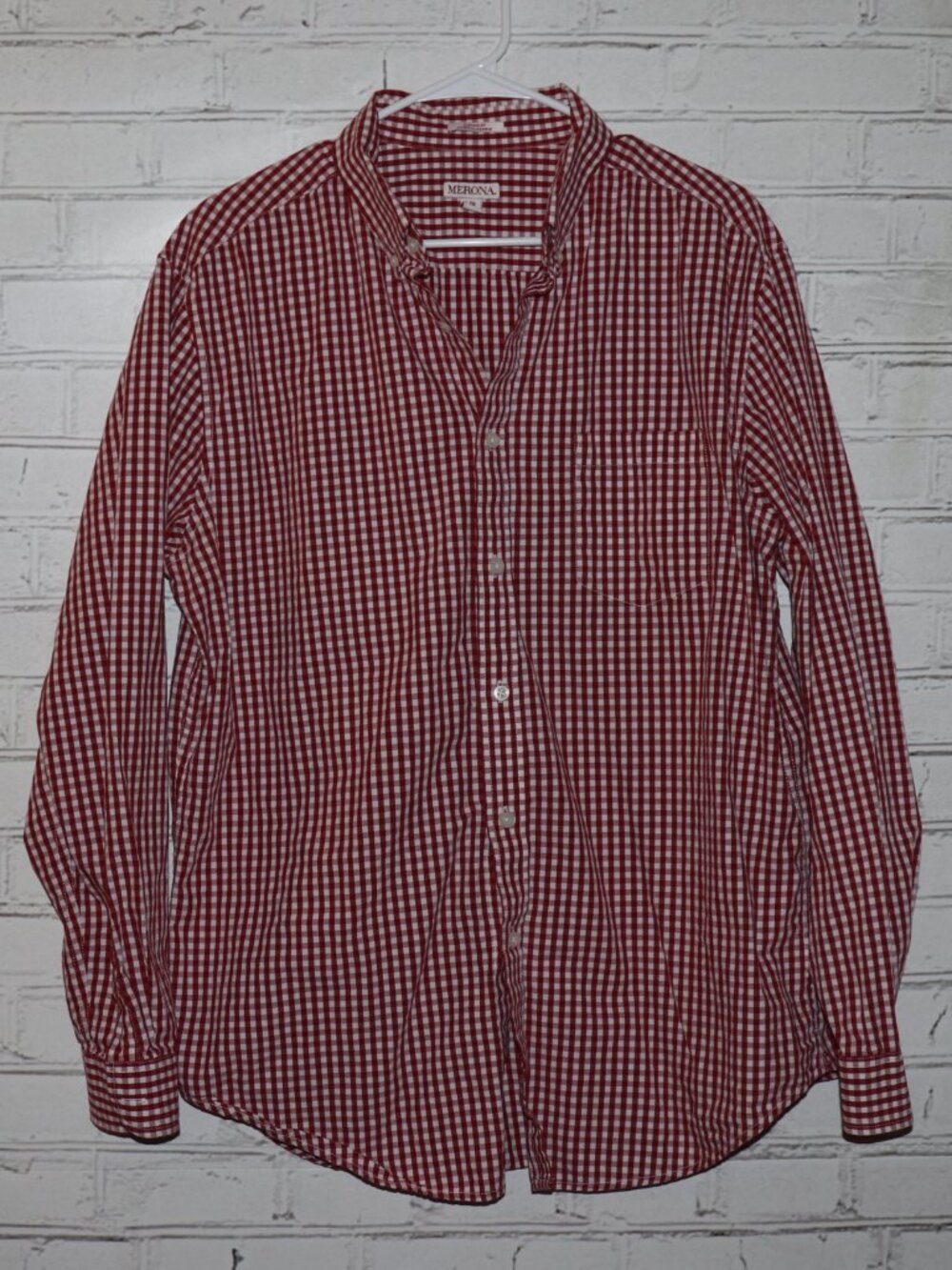 🔴 Merona Classic Fit Gingham Button‑Down · Men’s Large